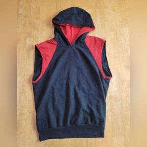 EUC Apriori black and red hooded sleeveless shirt top